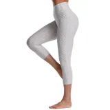 Women High Waist Butt Control Slimming Booty Yoga Leggings Seven Jacquard Fitness Pants