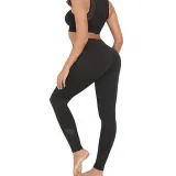 Women High Waist Fork Mesh Splicing Collision Color Hip Yoga Leggings Fitness Pants