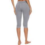 Women Buttock Tight Sports Side Pocket Quick-dry Fitness Leggings Sports Running Athletic Seven Pants