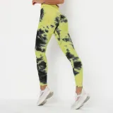 Women Tie-Dyed Bubble Yoga Leggings Slim Buttock Exercise Workout Fitness Pants