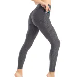 Women Fashion Pocket Bubble Yoga Leggings High Elastic-lifting Buttocks Slimming Sweat Absorbing Pants