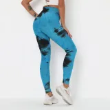 Women Tie-Dyed Bubble Yoga Leggings Slim Buttock Exercise Workout Fitness Pants