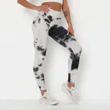 Women Tie-Dyed Bubble Yoga Leggings Slim Buttock Exercise Workout Fitness Pants