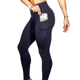 Women Seamless High Waist With Phone Pocket Tummy Control Tight Hip Running Stretch Workout Fitness Pants