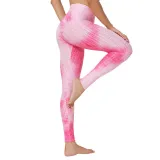 Women Jacquard Tie-Dye Yoga Suit Bubble Yoga Leggings High Waist Hip Lift Exercise Fitness Pants