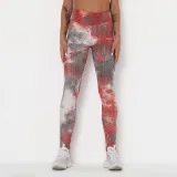 Women Tie-Dyed Bubble Yoga Leggings Slim Buttock Exercise Workout Fitness Pants