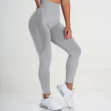 Women Seamless Yoga Leggings Sports Fitness Pants Moisture Absorption Tummy Control Running Stretch Workout Pants