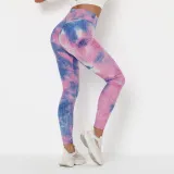 Women Tie-Dyed Bubble Yoga Leggings Slim Buttock Exercise Workout Fitness Pants