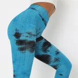 Women Tie-Dyed Bubble Yoga Leggings Slim Buttock Exercise Workout Fitness Pants