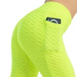 Women Fashion Pocket Bubble Yoga Leggings High Elastic-lifting Buttocks Slimming Sweat Absorbing Pants