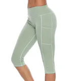 Women Buttock Tight Sports Side Pocket Quick-dry Fitness Leggings Sports Running Athletic Seven Pants