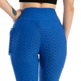 Women Fashion Pocket Bubble Yoga Leggings High Elastic-lifting Buttocks Slimming Sweat Absorbing Pants