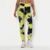 Women Tie-Dyed Bubble Yoga Leggings Slim Buttock Exercise Workout Fitness Pants