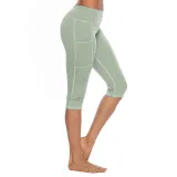 Women Buttock Tight Sports Side Pocket Quick-dry Fitness Leggings Sports Running Athletic Seven Pants