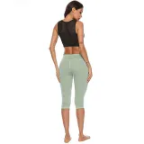 Women Buttock Tight Sports Side Pocket Quick-dry Fitness Leggings Sports Running Athletic Seven Pants