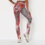 Women Tie-Dyed Bubble Yoga Leggings Slim Buttock Exercise Workout Fitness Pants