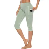 Women Buttock Tight Sports Side Pocket Quick-dry Fitness Leggings Sports Running Athletic Seven Pants