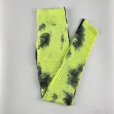 Women Tie-Dyed Bubble Yoga Leggings Slim Buttock Exercise Workout Fitness Pants