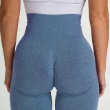 Women Seamless Yoga Leggings Sports Fitness Pants Moisture Absorption Tummy Control Running Stretch Workout Pants
