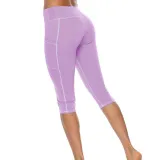 Women Buttock Tight Sports Side Pocket Quick-dry Fitness Leggings Sports Running Athletic Seven Pants