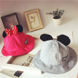 Kids Minnie Mouse Bowknot Sunhat Bucket Hat Fishmen Cap