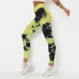 Women Tie-Dyed Bubble Yoga Leggings Slim Buttock Exercise Workout Fitness Pants