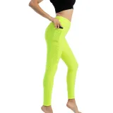 Women Fashion Pocket Bubble Yoga Leggings High Elastic-lifting Buttocks Slimming Sweat Absorbing Pants