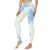 Women Jacquard Tie-Dye Yoga Suit Bubble Yoga Leggings High Waist Hip Lift Exercise Fitness Pants