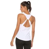 Women Loose Sexy Hollowed-Out Cross Back Exercise Yoga Activewear Workout Vest Tank Tops