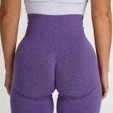 Women Seamless Yoga Leggings Sports Fitness Pants Moisture Absorption Tummy Control Running Stretch Workout Pants