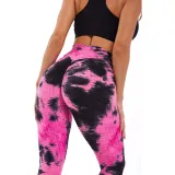 Women Jacquard Tie-Dye Yoga Leggings Slim Buttock Exercise Workout Fitness Pants
