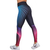 Women Radiating 3D Dazzle Wave-Point Gradual Yoga Leggings Height Waist Workout Sports Running Athletic Pants