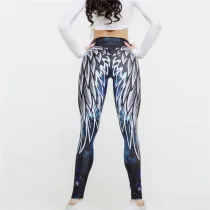 Women Angel Wings Print Height Waist Yoga Leggings Workout Sports Running Athletic Pants