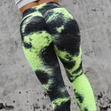 Women Jacquard Tie-Dye Yoga Leggings Slim Buttock Exercise Workout Fitness Pants
