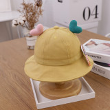 Kids Cute Heart Protection UV Sunhat Bucket Hat Fisherman Cap
