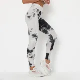 Women Tie-Dyed Bubble Yoga Leggings Slim Buttock Exercise Workout Fitness Pants
