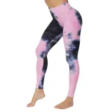 Women Jacquard Tie-Dye Yoga Suit Bubble Yoga Leggings High Waist Hip Lift Exercise Fitness Pants