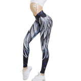Women Angel Wings Print Height Waist Yoga Leggings Workout Sports Running Athletic Pants