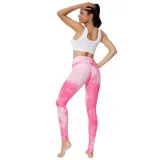 Women Jacquard Tie-Dye Yoga Suit Bubble Yoga Leggings High Waist Hip Lift Exercise Fitness Pants