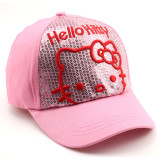 Kids Embroidery Sequins Hello Kitty Sunhat Baseball Peaked Cap
