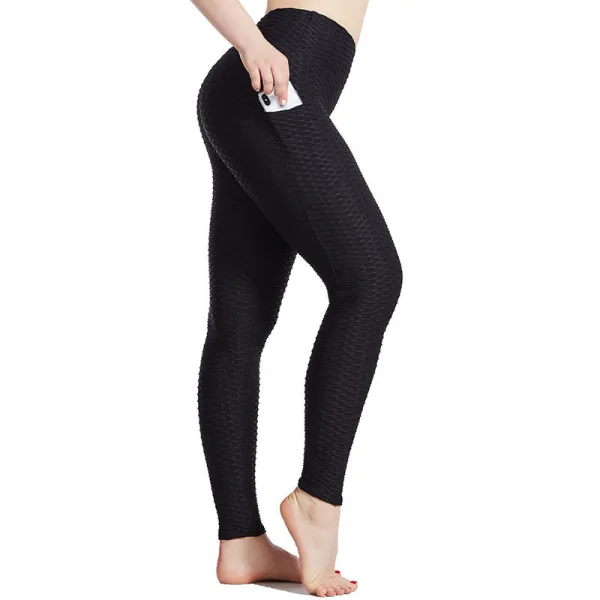 Women High Waist Tiktok Butt Slim-Fitting Pocket Seamless Yoga Leggings Breathable Workout Fitness Pants