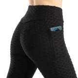 Women Fashion Pocket Bubble Yoga Leggings High Elastic-lifting Buttocks Slimming Sweat Absorbing Pants