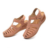Women Hollow Out Suede Wedge Sandals
