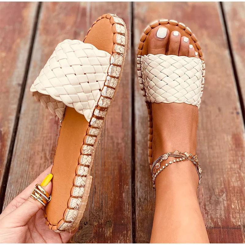 Women Weave Cross Border Flat Sandals Summer Slippers