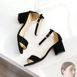 Women Classic High Heel Chunky Sandals with Ankle Strap