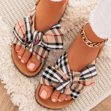 Women Classic Plaids Bowknot Slippers Sandals