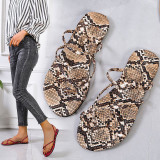 Women Snake Print Flip Flops Sandal Flat Beach Shoes