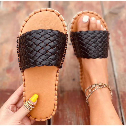 Women Weave Cross Border Flat Sandals Summer Slippers