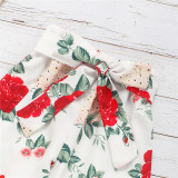 Toddler Girl Rose Floral Bowknot Ruffles Top and Pants Two Pieces Sets
