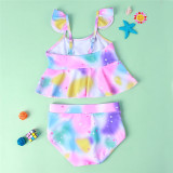 Toddler Kids Girl Ruffles Rainbow Unicorn Bikini Two Pieces Beach Swimsuit